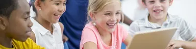 Kids watching videos on a tablet
