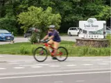 Cyclists using mixed crossride at Lynde Shores
