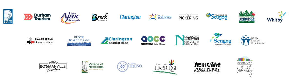 We'd love to know where you shopped! Tag @DurhamTourism on social media and share your local finds using #ShopInDurham.  Partner logos from all eight Durham Region municipalities, chambers and boards or trade, and business improvement areas.