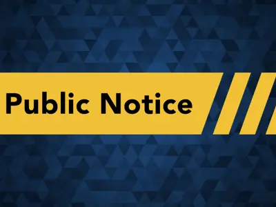 Durham Region graphic with blue abstract background and yellow banner reading “Public Notice.”