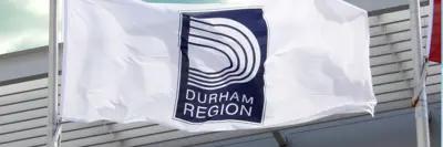 Departments banner white Durham Region flag