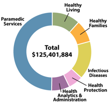 Pie chart showing Health Department expenditures by program.